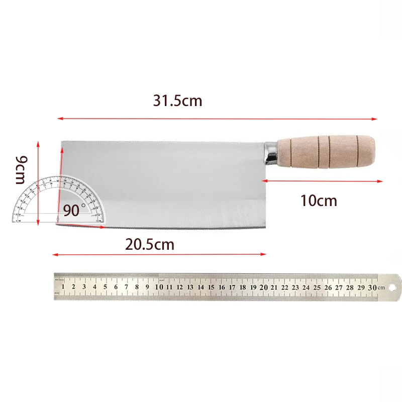 SHUOJI Top Quality Stainless Steel Kitchen Knives 4Cr14 Chinese Cleaver Knife High Hardeness Sharp Blade Wood Handle Cutter