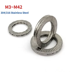 M3 M4 M5 M6 M8 To M42 304 Stainless Steel/Dacromet DIN25201 Double Deck Wedge Self Locking Washer Gasket Loose Proof Gasket