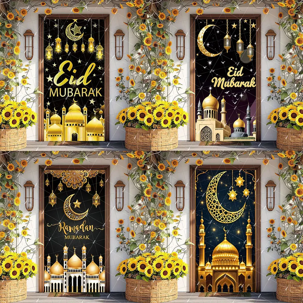 

Ramadan Eid Mubarak "Welcome to Turkey" Door Banner Decor with Lantern Moon Mosque Pattern for Eid al-Fitr Karam Party Decor