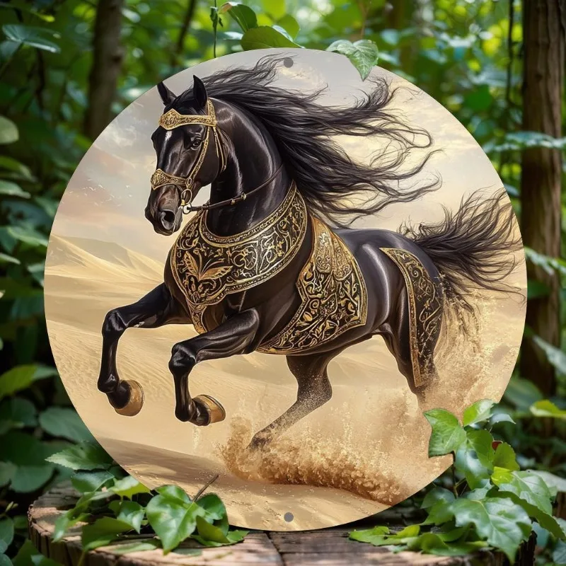 

Equestrian-Inspired Aluminum Wall Art, Round Metal Sign, Home, Office Decor, Perfect for Horse Lovers and Art Collectors