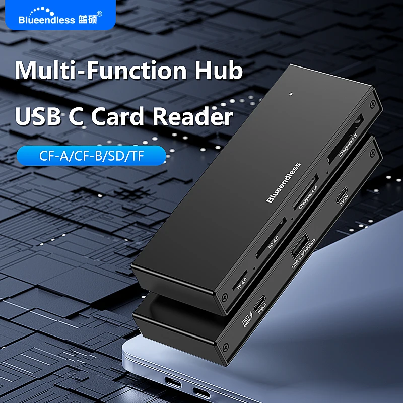 Blueendless Card Reader 6 In 1 CFexpress A B SD4.0 TF4.0 USB 3.2 10Gbps Memory Card Adapter for  Laptop PC Multi Port Type C Hub