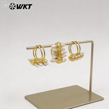

Кольцо WT-MPR161 с натуральным пресноводным жемчугом неправильной формы и позолотой 18 карат, унисекс, в ретро-стиле