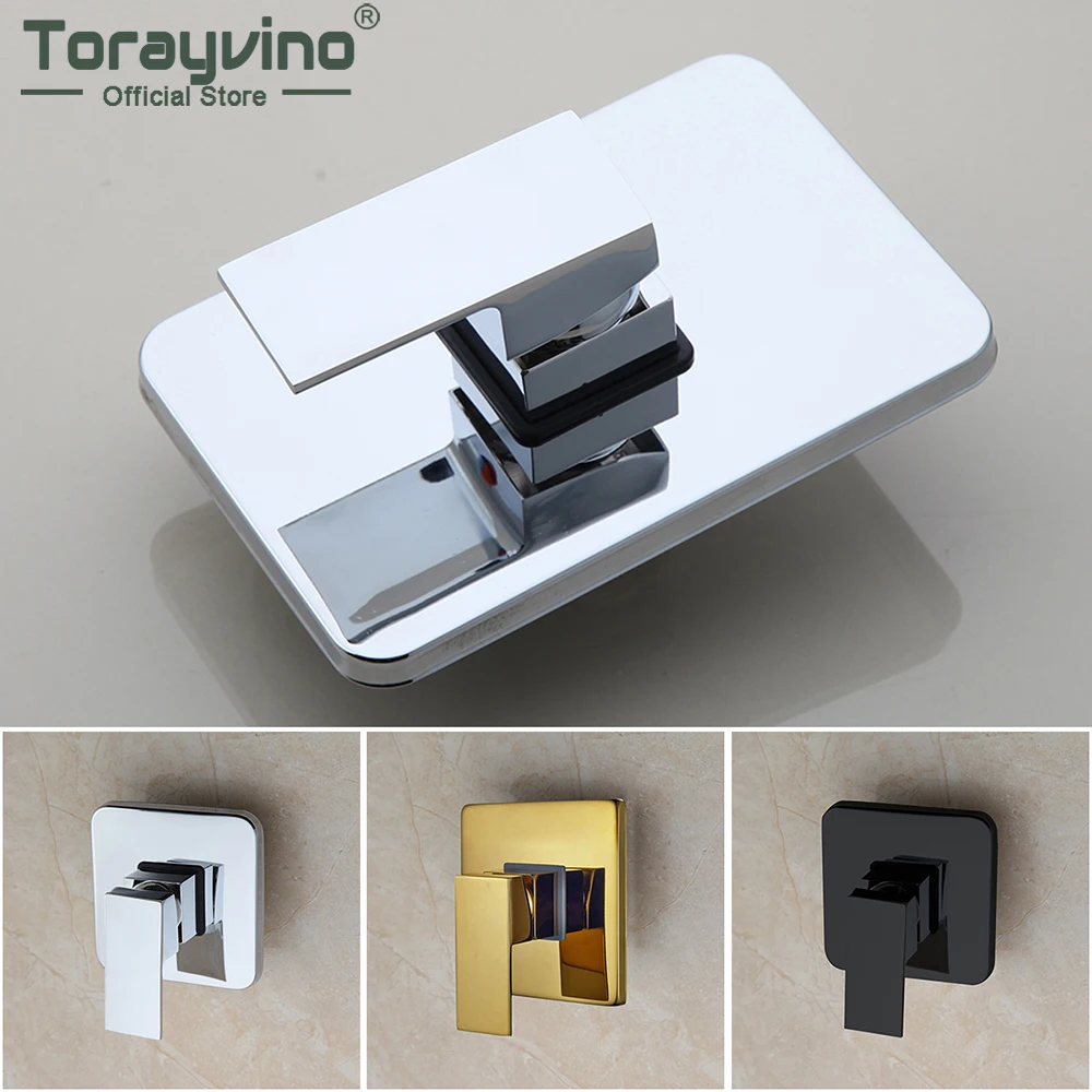 Torayvino Bathroom Simple Wall Mounted Single Handle Brass Chrome Polished Shower Faucet Gold Mixer Control Valve