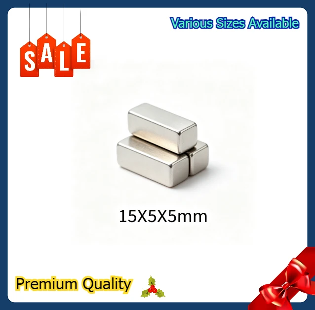 Super Strong 15x5x5mm Neodymium Magnet Square Block NdFeB Permanent Magnet For DIY Handmade Gift Box Packaging Crafts