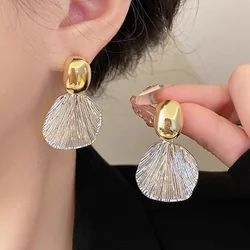 Trend Silver Color Big Sea Shells Metal Drop Earrings for Women Korean Brincos Wedding Jewelry Wholesale Girl Friend Gift