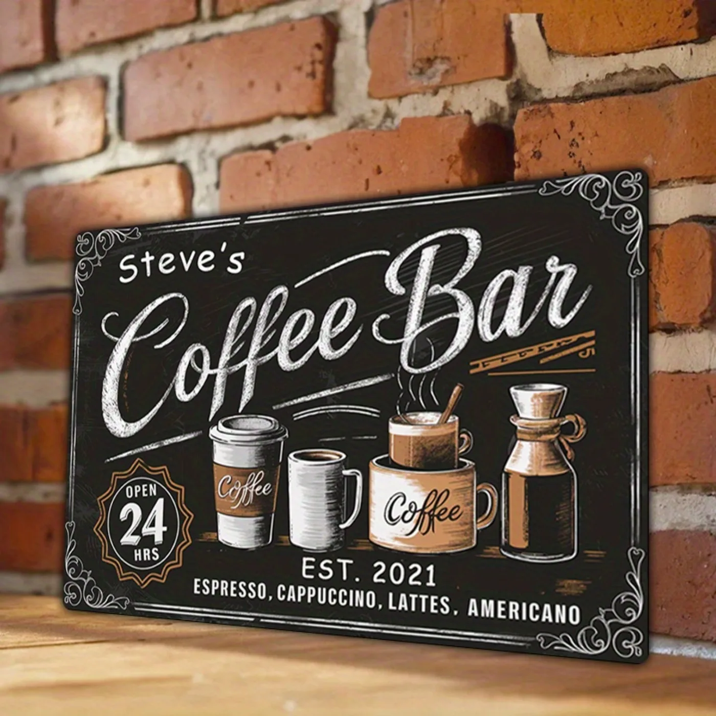 1pc Personalized Vintage Coffee Bar Metal Sign, 8x12 Inch, Dustproof & Waterproof (Only Decoration)