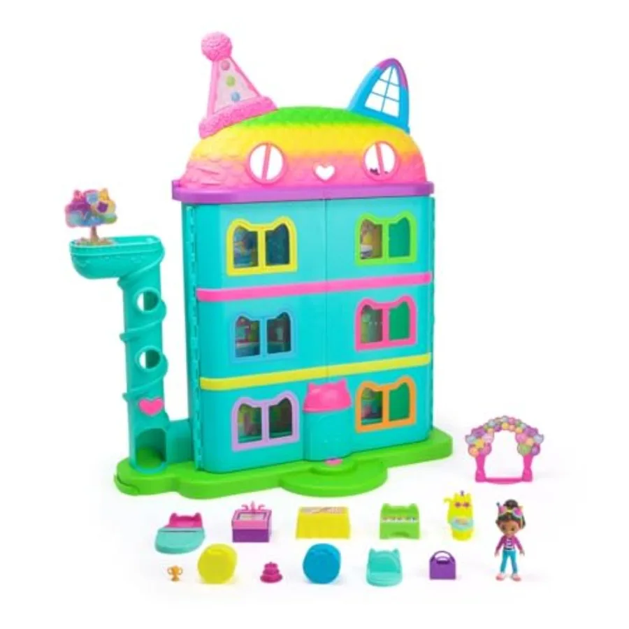 

Gabby's Dollhouse 15 Pc Celebration Dollhouse 25-Inches Tall with Toy Figures Doll House Furniture 10 Sounds Toys for Girls Boy