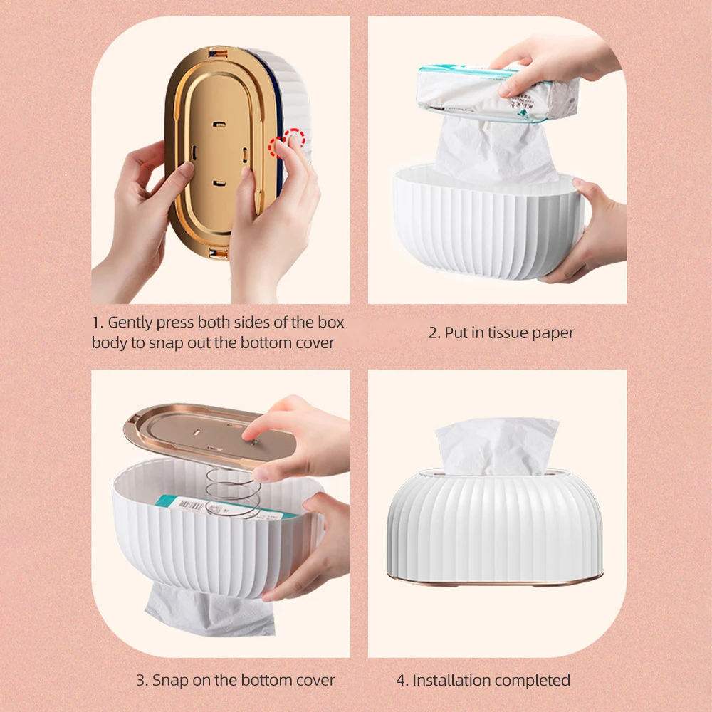 Luxury Tissue Box Desktop Tissue Organizer Shell Tissue Container Case Paper Holder Napkin Holder Household Storage Box