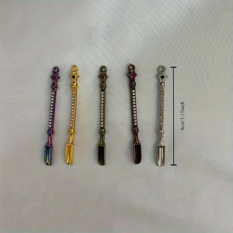 5 Pieces of Mini Spoons - Rainbow, Skull, Diamond, and Gold Alloy Metal Spatulas