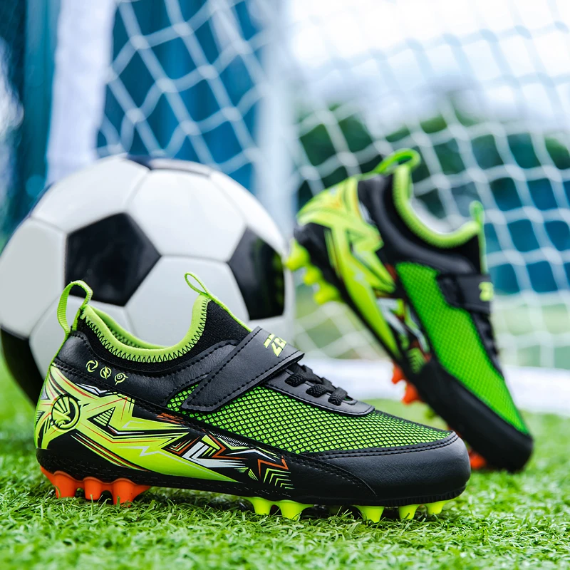 Multi Scene Youth Soccer Boots Shock Absorb Inner Padding, Grippy Stud Sole Fits Grass Training School Sports Events