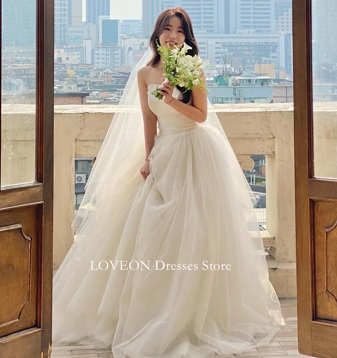 

GIOIO Sweetheart Korea Garden Simple Wedding Dresses Sleeveless Tulle Princess 프롬드레스 Corset Long Bride Gowns Party Women Bride