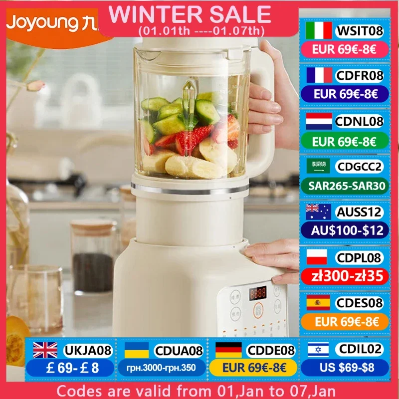 Joyoung 1200ML Wall-Breaking Soymilk Machine Free Filter Soybean Milk Maker High Speed Stirring Food Blender Smart Clean Mixer