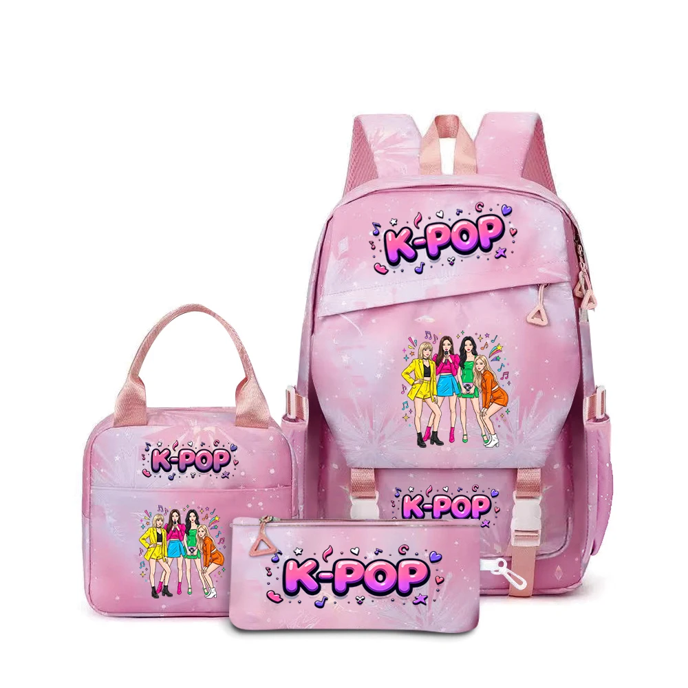 3PCS K-POP Girl Group Pattern Backpack Set for Fans Perfect Gift Idea with Eye-Catching Design