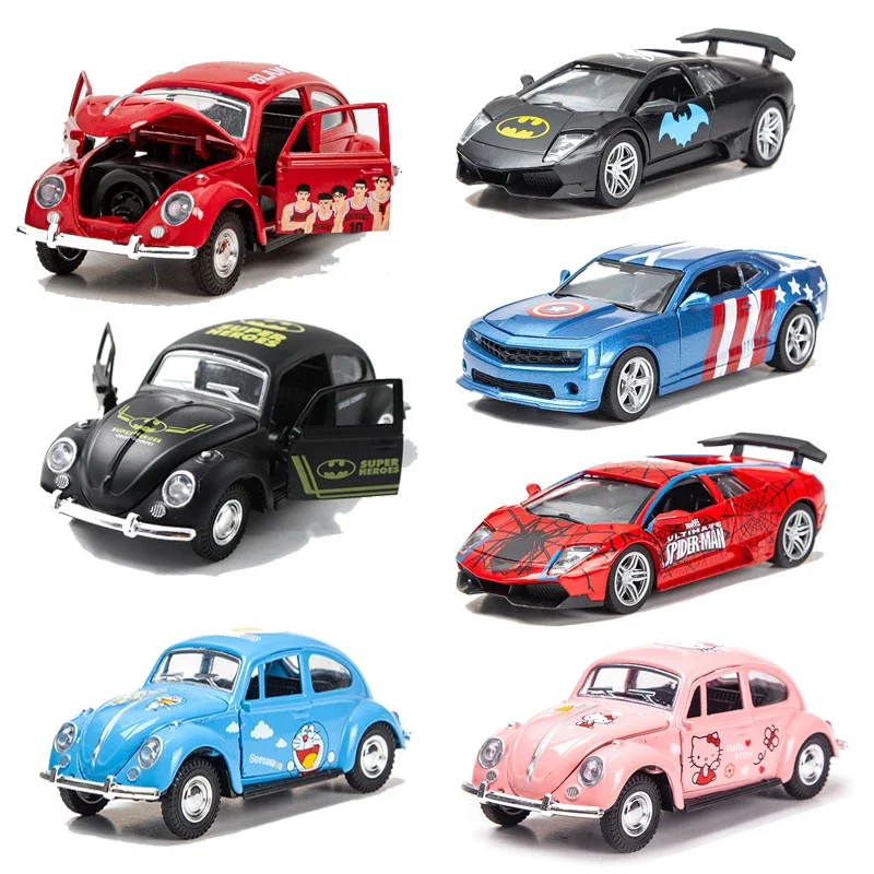 1/32 Graffiti Volkswagen Beetle Car Sports Alloy Diecast Vehicle Cartoon Anime Pull Back Off-road Doors Open Kids Toys Boys Gift