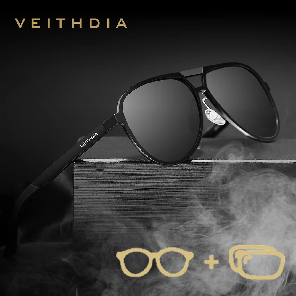 VEITHDIA Фирменные новые солнцезащитные очки по индивидуальному заказу, алюминиево-магниевые поляризованные фотохромные линзы UV400, очки унисекс VPX6850