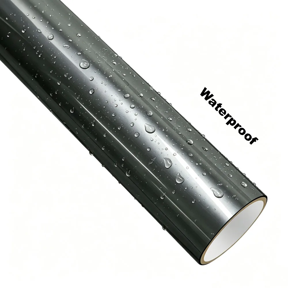 Liquid Metal Grey Car Vinyl Wrap Film with PET Release Liner Air‑Channel Bubble Free Self‑Adhesive Decal Auto Wrapping Film