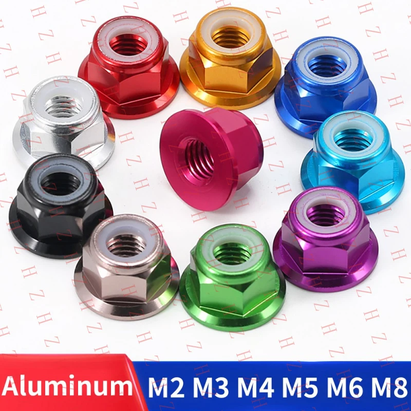 

Анодированные фланцевые нейлоновые стопорные гайки U+M2, M2.5, M3, M4, M5, M6, M8, алюминиевые фланцевые шестигранные гайки【Оптовые продажи, сообщите продавцам】