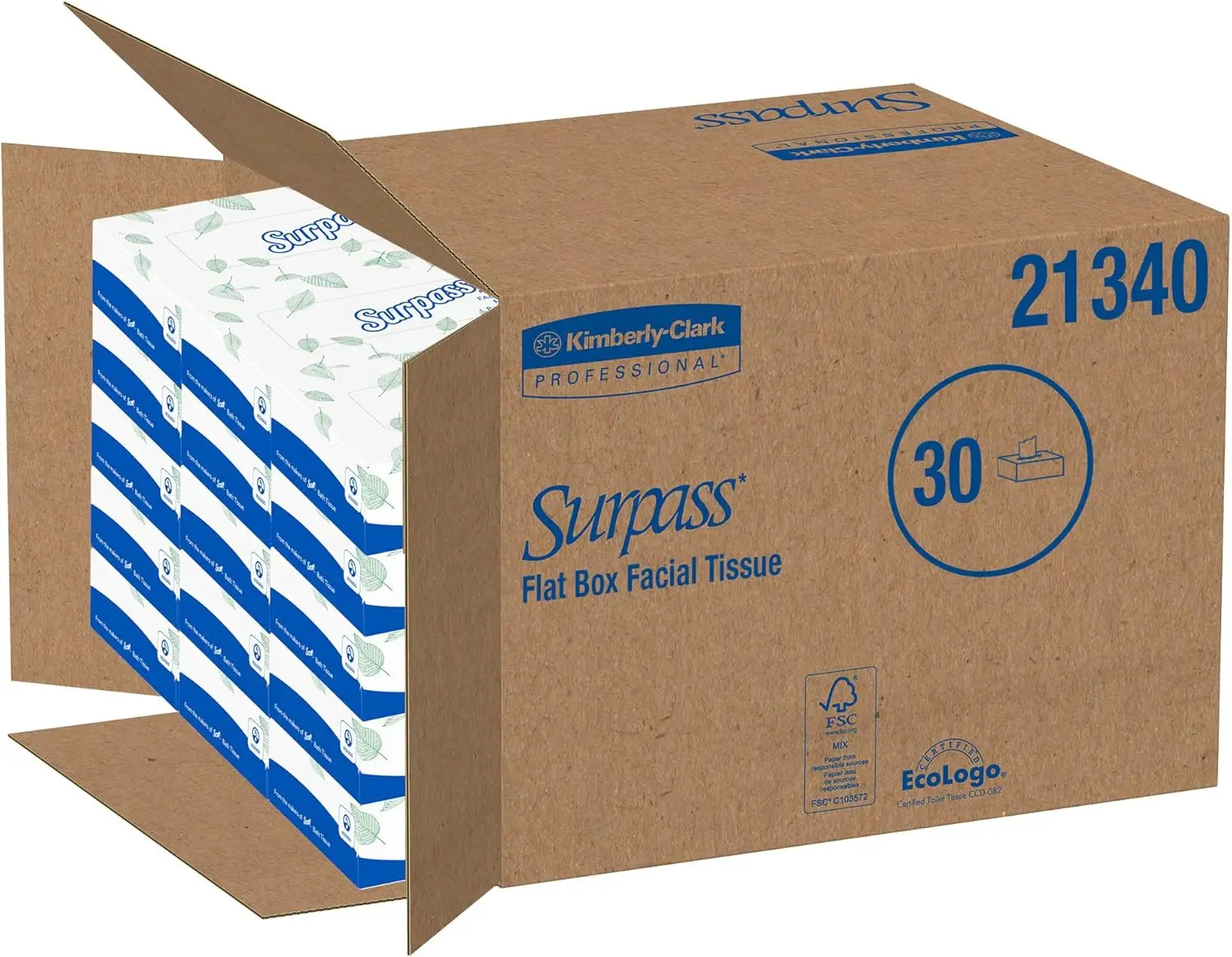 

® 2-Ply Facial Tissue, Unscented, 100 Tissues Per Box, Case of 30 Boxes