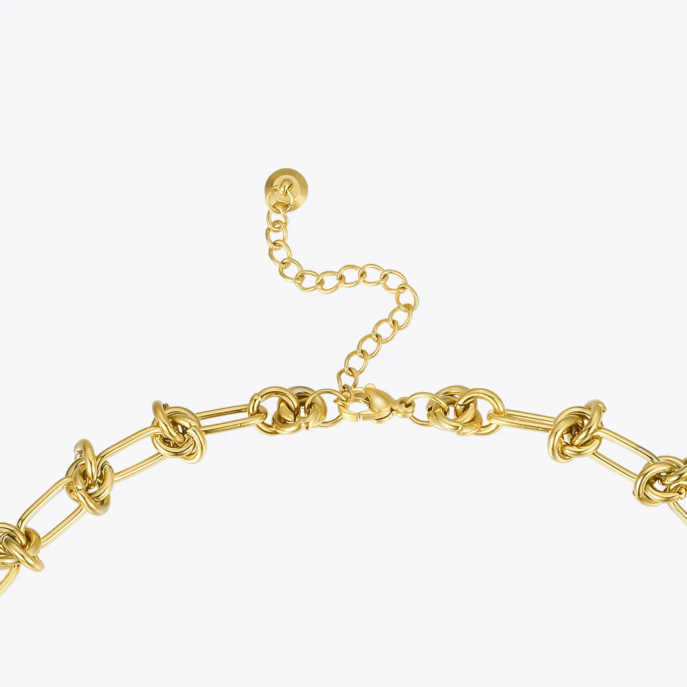 ENFASHION Punk Knot Choker Necklaces For Women Gold Color Stainless Steel Link Chain Necklace 2020 Holiday Fashion Jewelry P3120