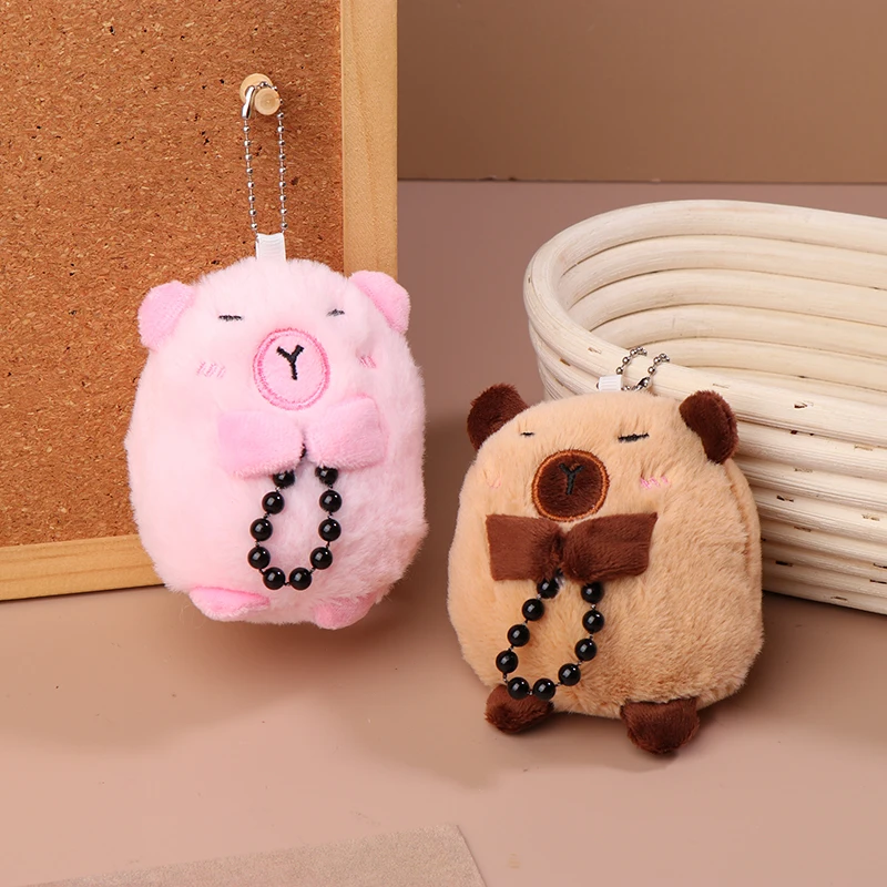 Buddhist Chanting Capybara Plush Keyring Cute Stuffed Animal Keychain Cartoon Plush Toys Pendant Bag Charm Couple Gifts