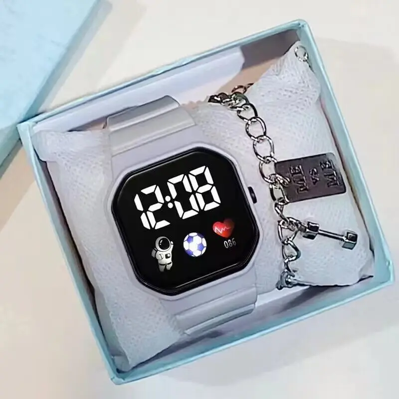 여성과 남성을위한 스포츠 시계 전자 LED 디지털 시계 패션 캐주얼 간단한 실리콘 여성 시계 전자 시계