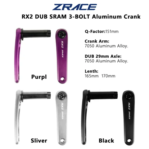 ZRACE RX2 Road Gravel Bike Crankset 7075 CNC Aluminum 29mm Axle 3-Bolt Direct Mount 165/170mm