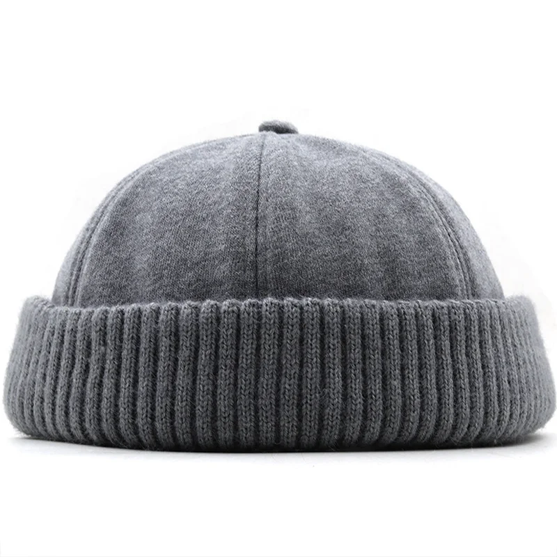 New Winter Docker hat Sailor Cap for men women Brimless Hats Wool Thicken Hip Hop Beanie Skullcap Solid Color Girl Beanie Hat