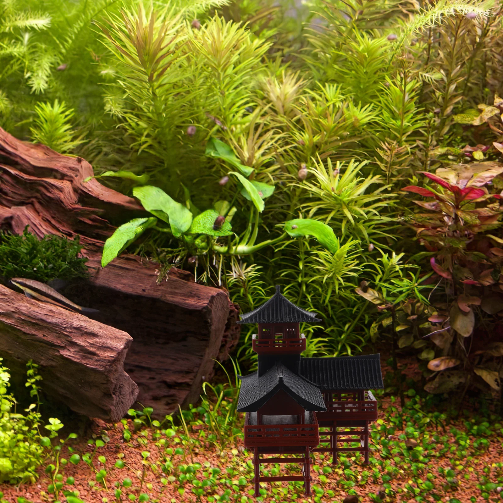

Pavilion Ornament Miniature Garden Decor For Aquarium Bonsai Landscape Home Desktop Vintage Plastic Statue Simulation