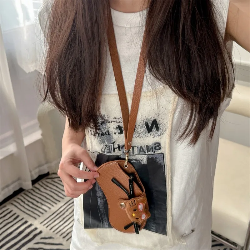 حافظة نظارات من الجلد للنساء من Sanrio Hello Kitty ، حقيبة نظارات ناعمة بحبل ، علبة نظارات شمسية ، حافظة نظارات