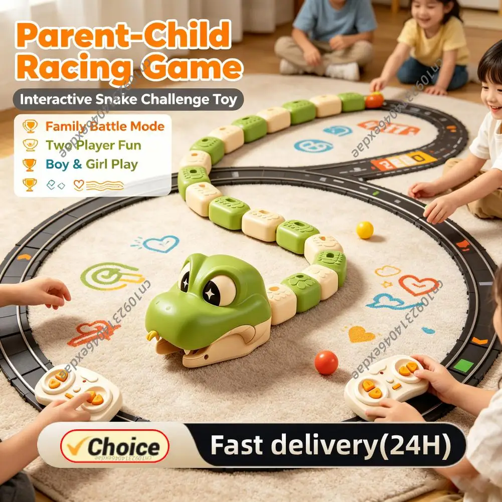 RC Snake Game Toy Magnetic Building Blocks LED Light Sound Effects Two Player Interactive Competitive Racing
