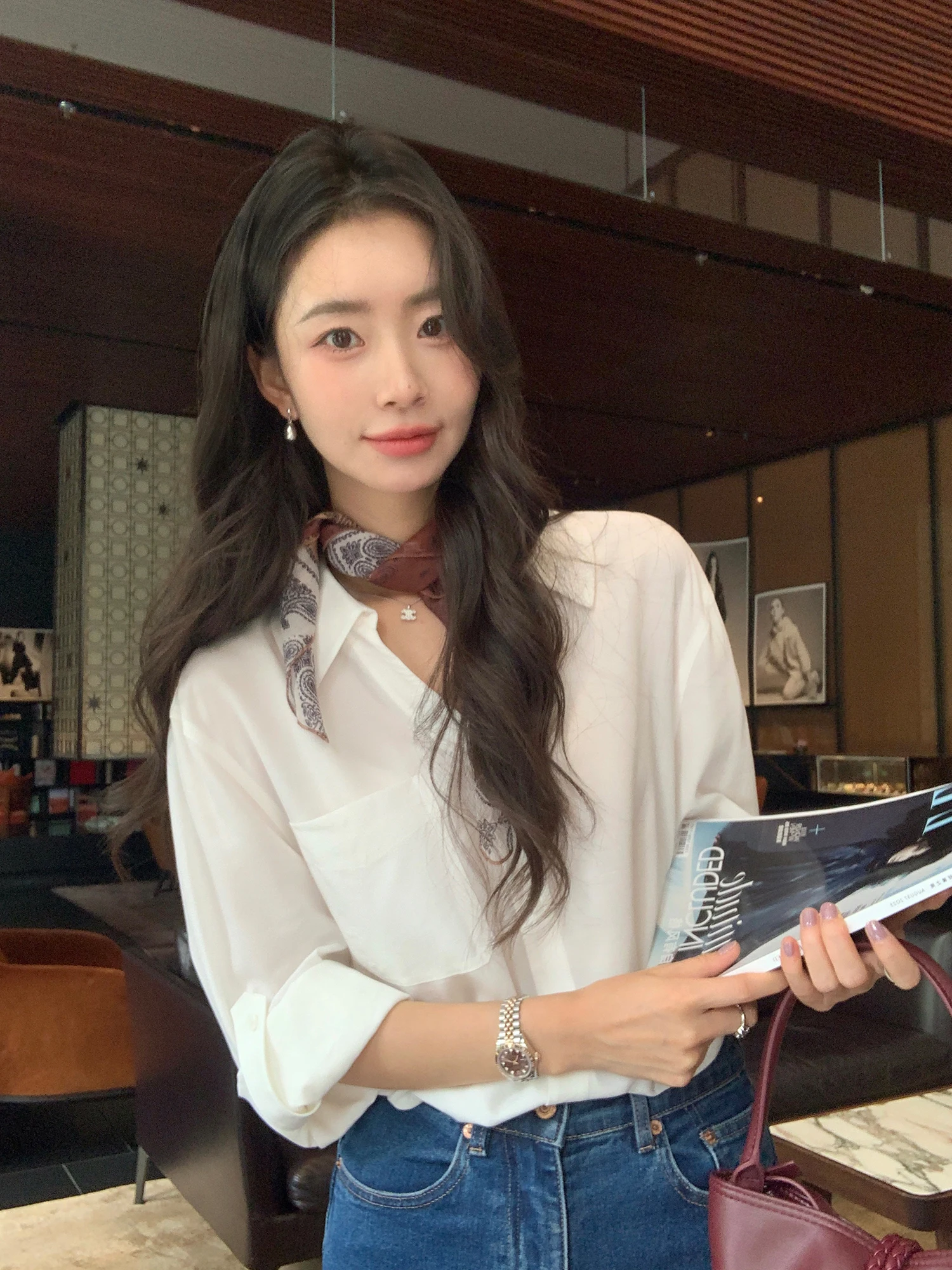 

Pusumede Classic White Ne Seven Sve Loose Women's irt Breathable Comfortable Polyester Blend Thin Fabric