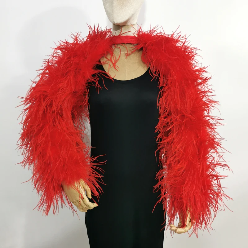 Neuestes Design, stilvolles 100 % Straußenhaar, Ärmellänge 55 cm, mehrfarbig, maßgeschneidert, für Mode, Club und Party, Bankett, vielseitig – Detail 2