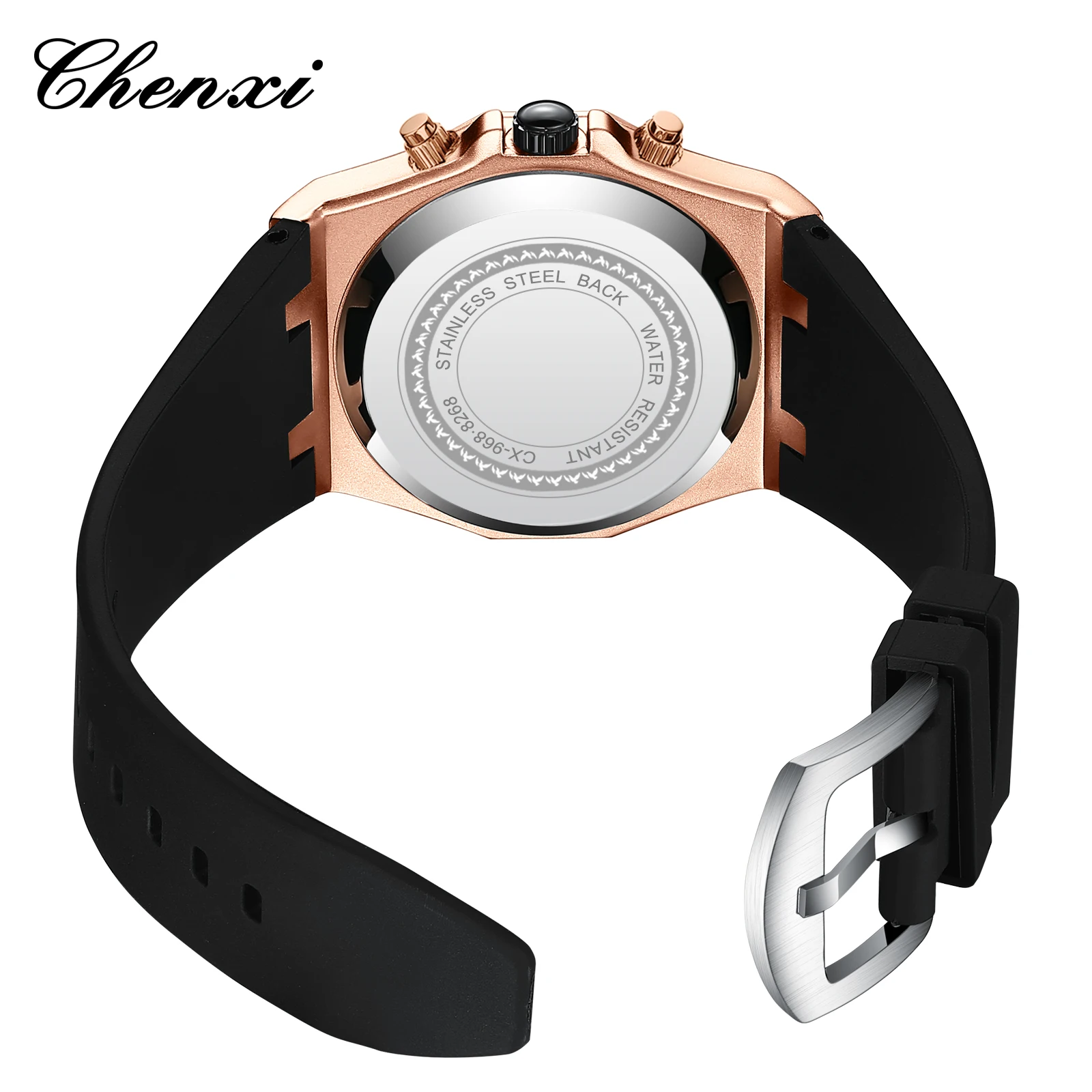 CHENXI Watches For Men Quartz Waterproof Sports Men\'s Watch Silicone Strap Chronograph Calendar Luminous Wristwatches