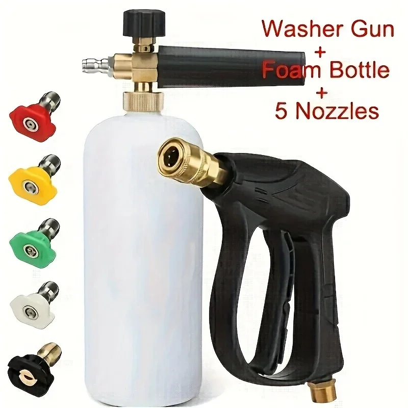 1pc High-Pressure Washing Machine Set,with M22/14Mm Connectors,Pa Foam Pot Aluminum Valve Core,Car Wash Aluminum Core Gun Nozzle