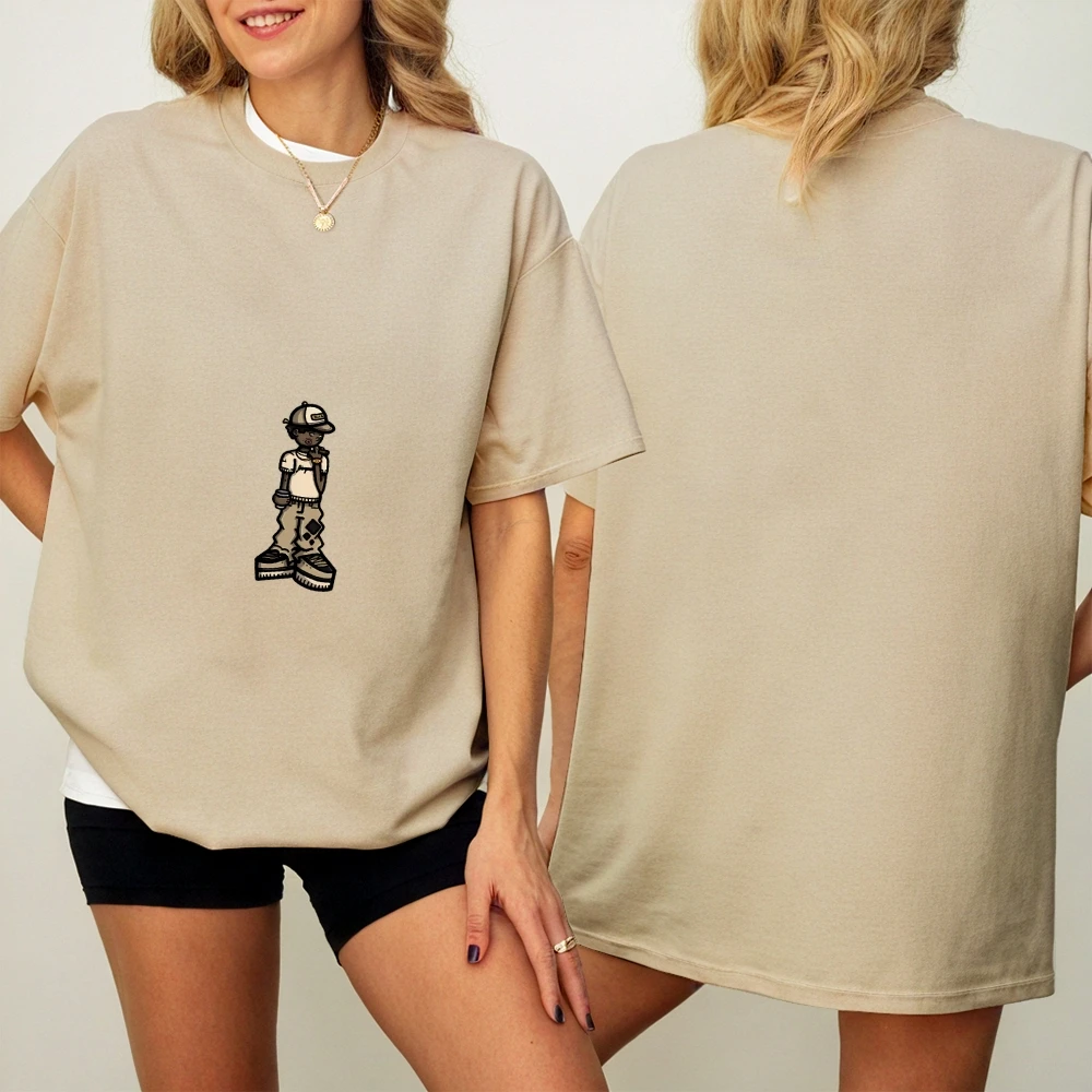 

Женская футболка с рисунком Y2K из 100% хлопка Cutecore Vibe с принтом персонажей мультфильма Y2K TrendУдобная повседневная одежда