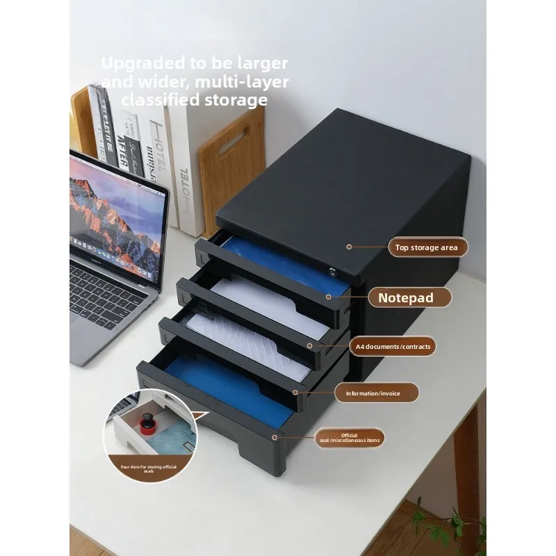 Locked file cabinet, desktop storage box, drawer type, multi-layer classified storage rack, office desk clutter storage