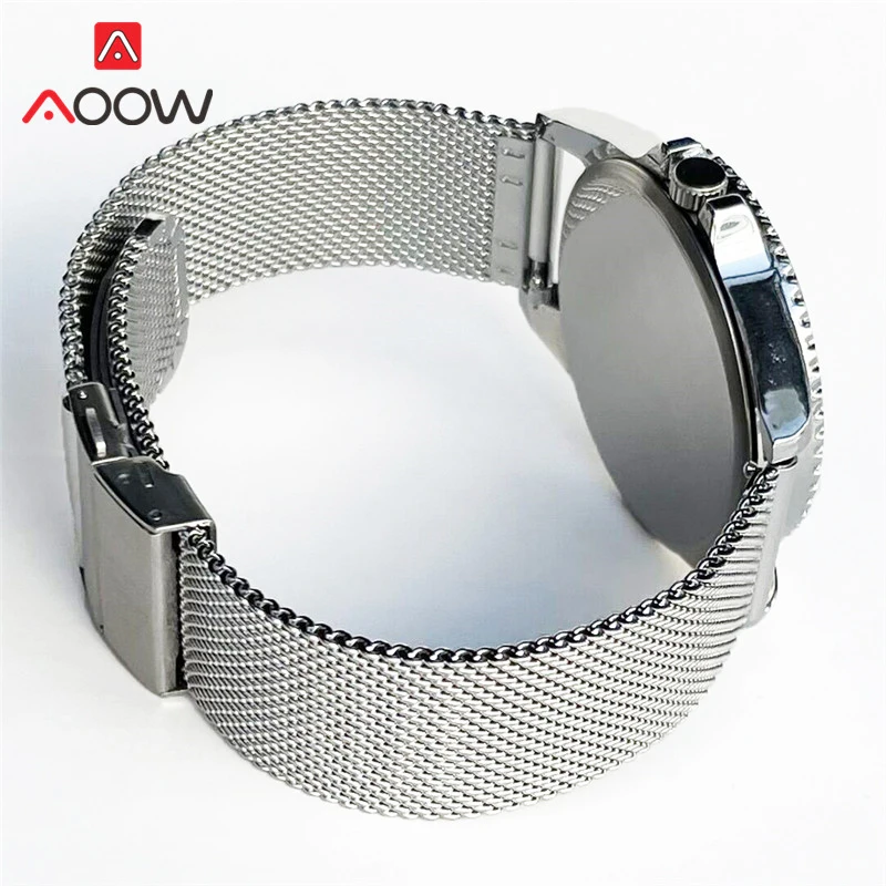 Pulseira de aço inoxidável Milanese Loop para homens e mulheres, pulseira de fivela dobrável, pulseira de metal, acessórios de relógio 16mm, 18mm,