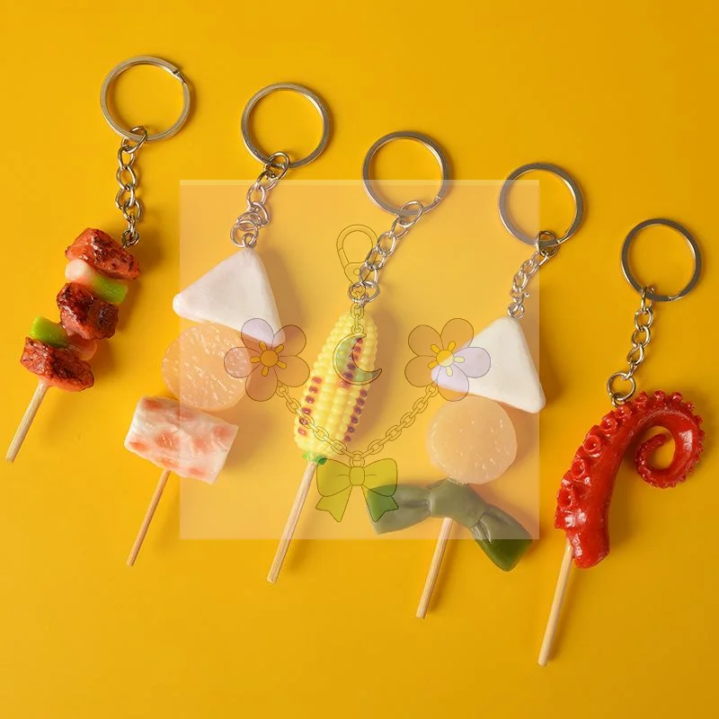 PVC Door Car Key Fake Food Key Ring - Simulation BBQ Keychains Women Fashion Jewelry Korean Style Bag Pendant
