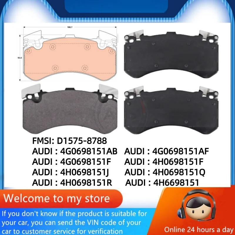Per Audi A8L S8(D4/4H) S6(C7/4G5/4GD/4G2/4GC) S7(4G8/4GA/4GF) Pastiglie Freno Anteriori 4H6698151/Parti Auto -22021