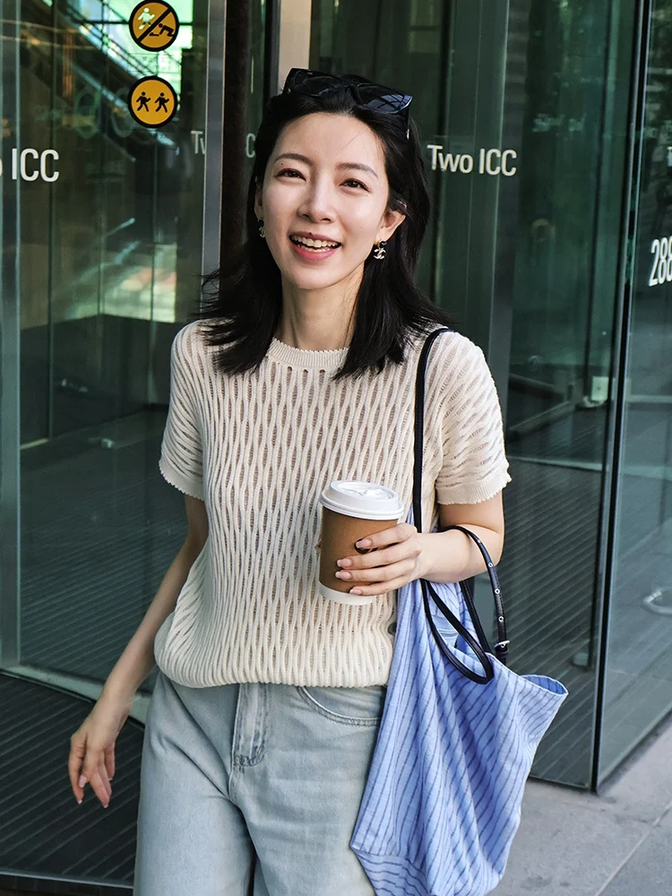 

Специальное предложение: Летняя вязаная футболка с ажурной вышивкой и прямым кроем для женщин, цветная