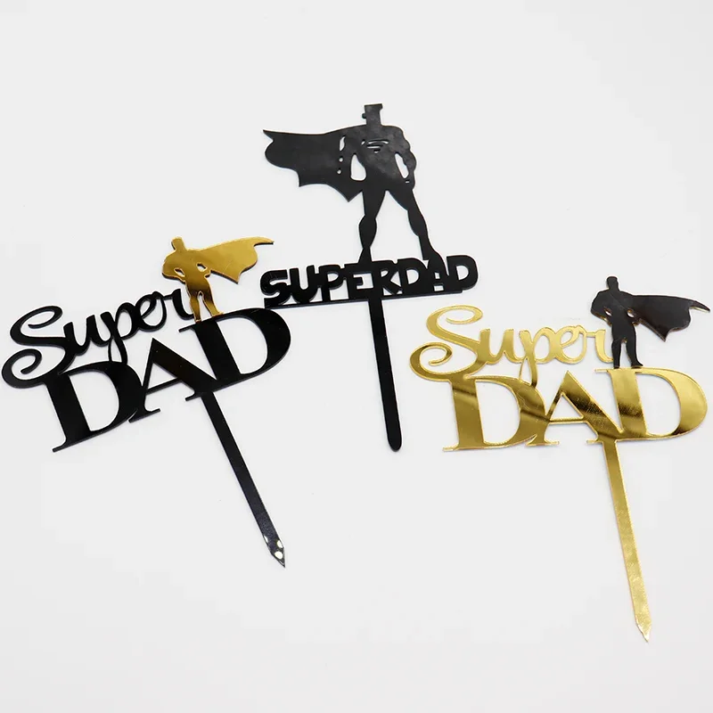 New Acrylic Super Dad Happy Birthday Cake Topper Father's Day Daddy  Party  Decorations Favors Supplies