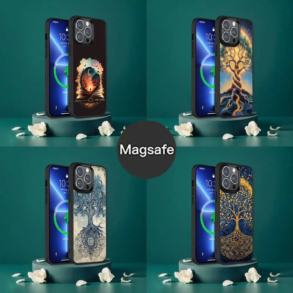 

Tree of Life Space Phone Case For iPhone 17,16,15,14,13,12,11,Pro,Max,Plus,Mini,SE4,E Magnetic Magsafe Wireless Charging