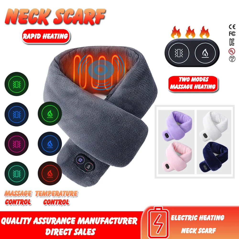 

Electric Heating Men's Women's Winter Fluffy Scarf Intelligent Heating Pure color Neck Protection Vibration Massage Scarf