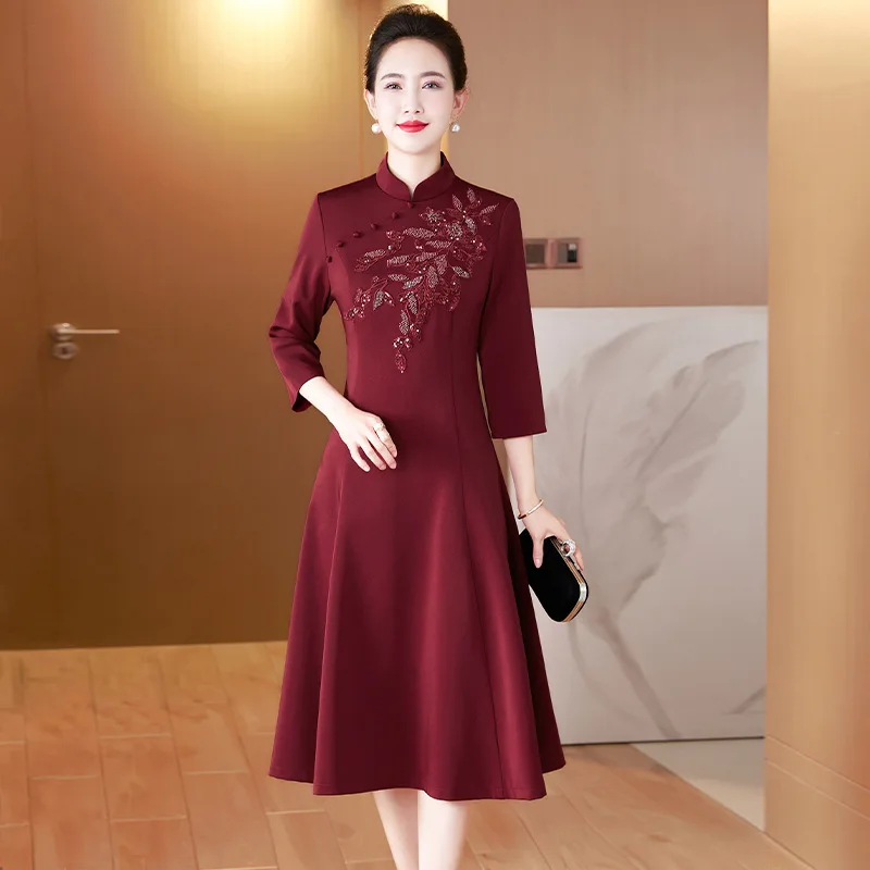 

Yourqipao Новое весеннее китайское традиционное платье Cheongsam для матери невесты Qipao, платье для выпускного вечера, свадебные платья для гостей