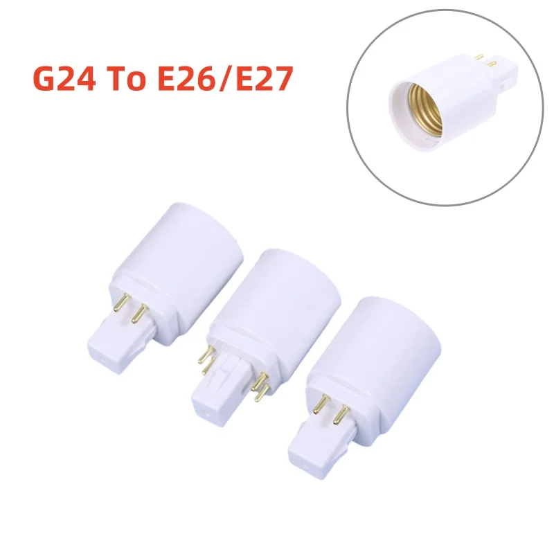 

3Pcs 4 Pin Conductive G24 To E26/E27 Socket Adapter G24Q Lamp Base Adapter G24Q To Medium Light Socket Converter