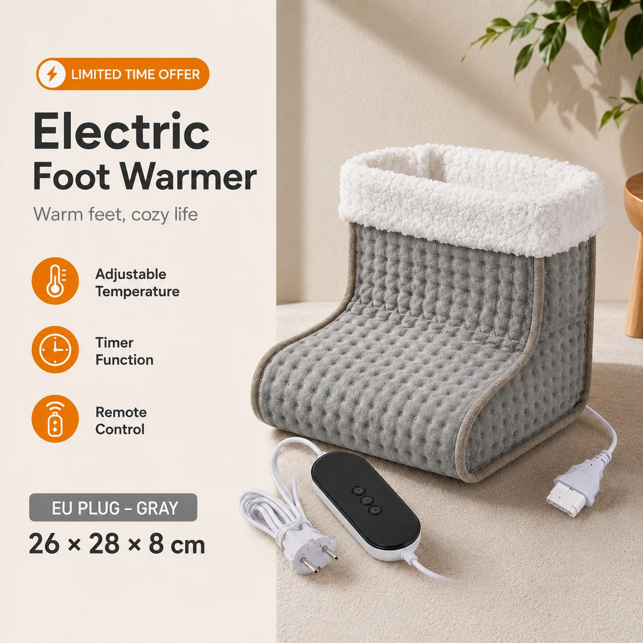 Foot Warmer Electric Heating Foot Massager Cushion 4 Modes Timing Temp Control Washable Thermal Comfort Foot Care Pad Mat