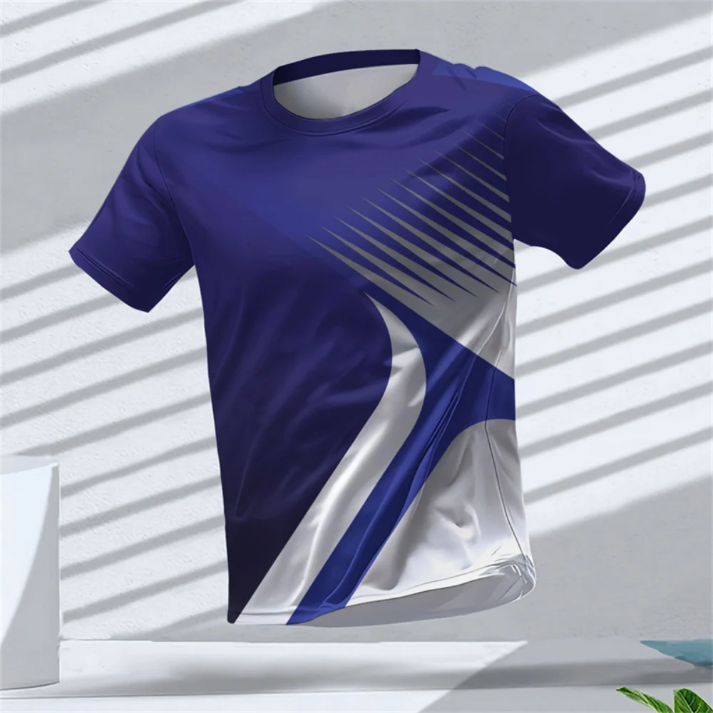 Fashion Geometry Graphic Sports T Shirts Summer Casual Running Fitness 3D Printed T-Shirts Loose Breathable Outdoor Tees Tops