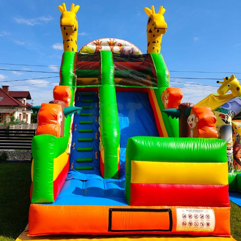 

Custom Commercial Use Giraffe Inflatable Dry Slide Inflatable Slide Bouncer Castle Animal Zoo Theme Inflatable Slide For Kids