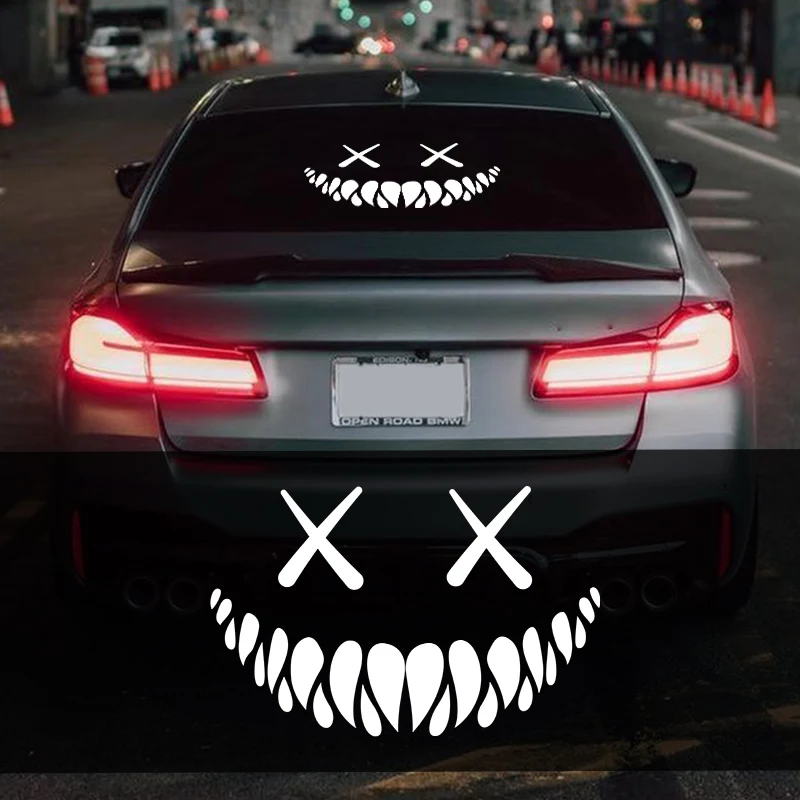 

Demon Smiling Face Car Sticker Rear Windshield Door Cover Personalized Body Decoration Sticker Window Sticker