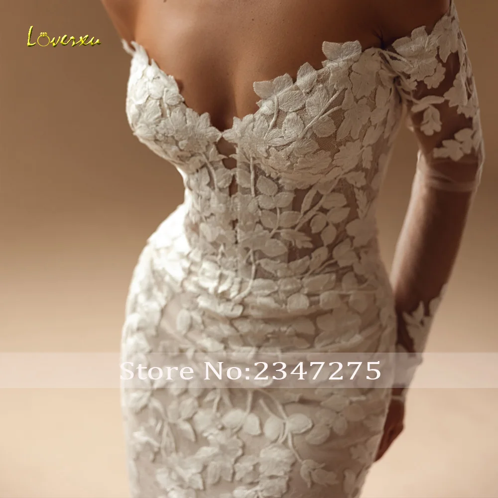 Loverxu sirène Sexy robes De mariée chérie hors De l'épaule Robe De Novia dentelle broderie sur mesure Robe De mariée